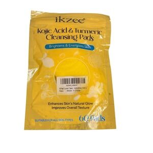 Ikzee Kojic Acid Turmeric Cleansing‎ Pads Brightens Energizes Skin 60 Count